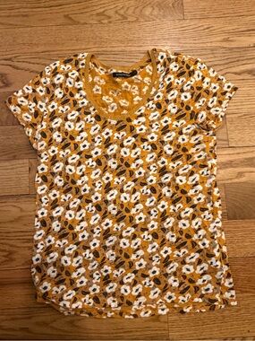 Orange Floral V-Neck Tee, Bought in Paris